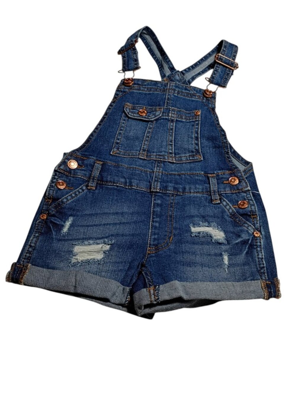 Jordache Girls Distressed Denim Shortalls Overalls Size XS 4-5